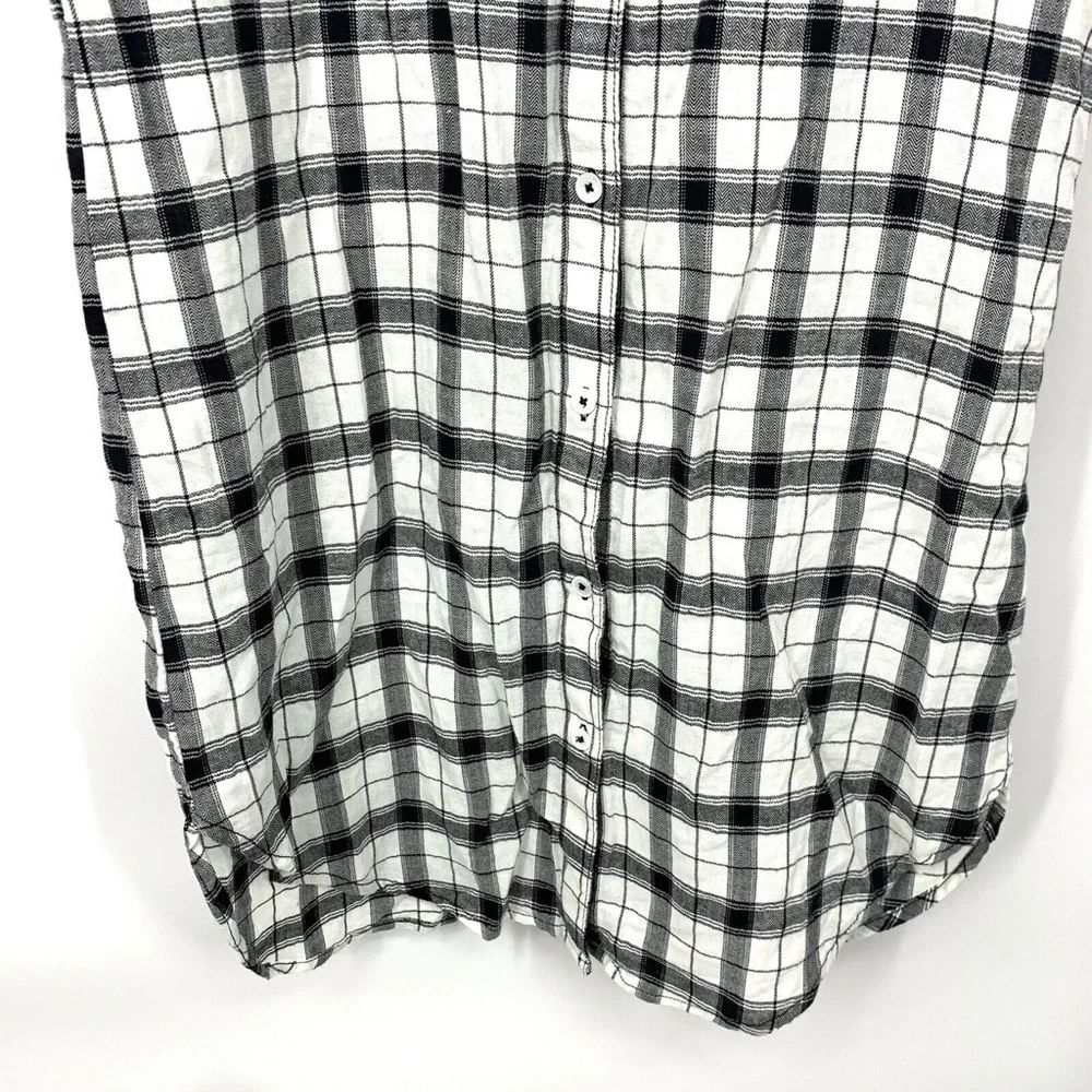 Forever 21 Black White Plaid Midi Shirt Dress_7